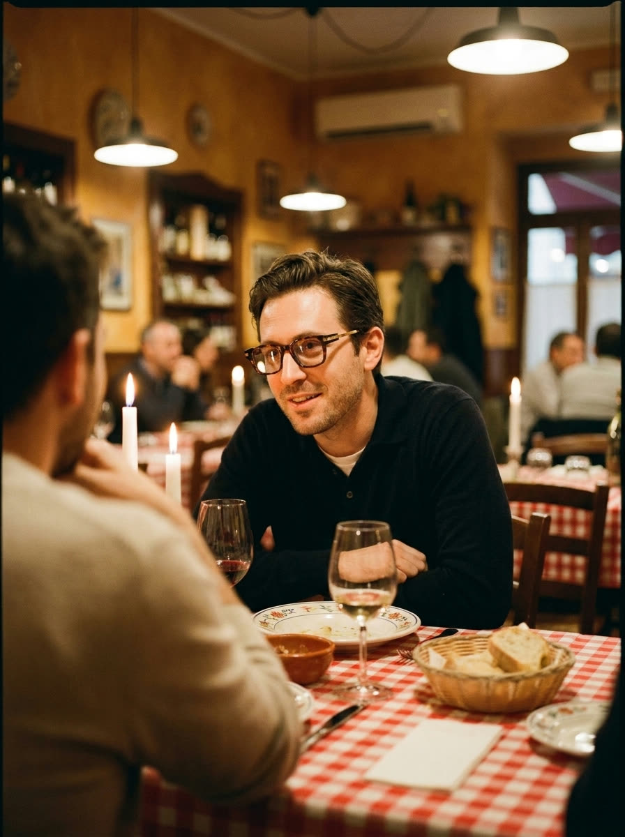 Dinner table conversation, live subtitles only the wearer can see